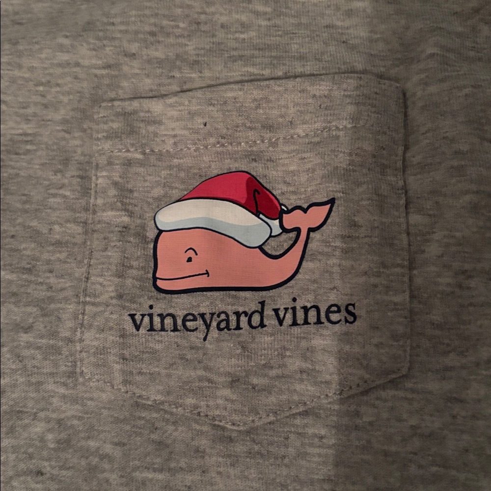 Vineyard Vines Heather Gray Long Sleeve Christmas Tee